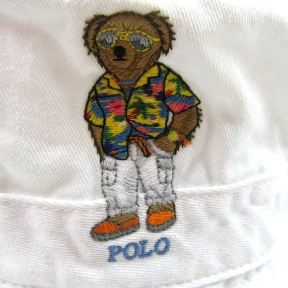 Polo Ralph Lauren Embroidered Bear Bucket Hat Adult Size S/M White NEW - Picture 3 of 11